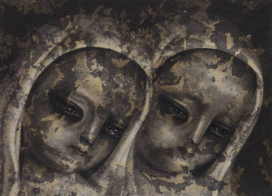 김정욱, 2015. Korean ink and gold dust on Korean paper, 24.3 x 33.5cm.