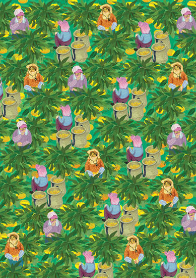 치달, ‘파치삼촌, 귤과 할머니’. 디지털 프린트, 수채화, 2013.