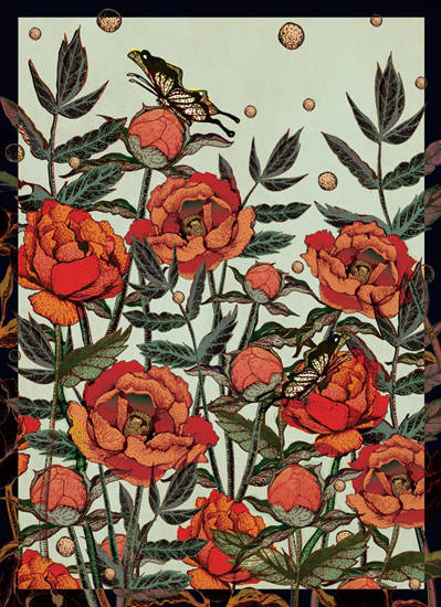 치달, ‘목단(화투)’. 디지털 프린트, 2015.