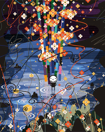 권기수, '카운팅 더 스타즈 앳 나이트(Counting the Stars at Night)'. 캔버스에 아크릴릭, 162.1 x 130.3cm. 2014.