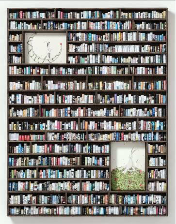 강예신, '아이 원더 하우 더 월드 이즈 트리팅 질(I Wonder How the World is Treating Jill)'. 나무, 종이, 드로잉, 95 x 74 x 5cm. 2015.