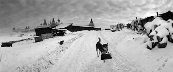 이 개는 주인의 가방을 물고 어딘가로 달려가는가? Solovki, White Sea, Russia 1992 © Pentti Sammallahti 사진 = 공근혜갤러리