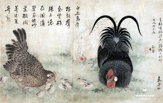 변상벽, ‘자웅작추’. 사진 = 간송미술문화재단