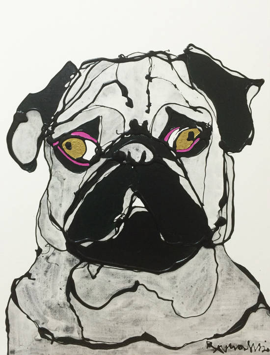 이마이 류마, ‘Pag(패그)’. 캔버스에 에나멜과 아크릴, 53 x 41cm. 2015.