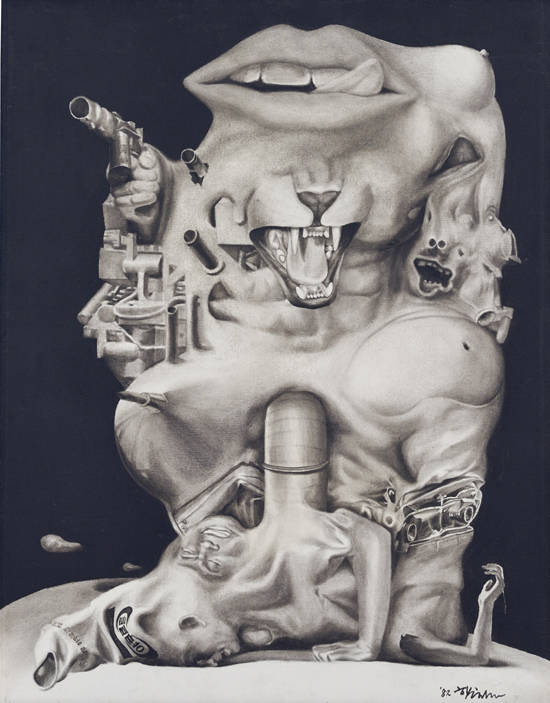 신학철, ‘한국근대사 – 5’. 캔버스에 유채, 70 × 55cm. 1982.