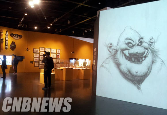 ‘드림웍스애니메이션 특별전: 스케치에서 스크린으로’전은 드림웍스 애니메이션 제작 과정을 캐릭터, 스토리, 월드로 나눠 소개한다. 슈렉과 관련된 드로잉이 눈길을 끈다.(사진=김금영 기자)