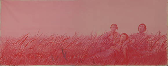 최민화, '붉은 갈대'. 캔버스에 유채, 142 x 400cm. 1993.