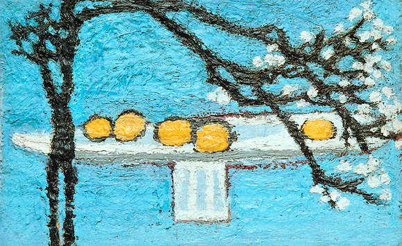 김환기, '매화와 정물(Still Life with Plum Blossoms)'. 캔버스에 오일, 16 x 24cm. 1950년대 후반.(사진=서울옥션)