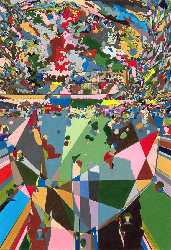 최태훈의 작품은 자기계발서의 표지 그림과 레이아웃을 겹쳐 만들어 마치 색칠공부를 연상시킨다. (사진 = 고양레지던시)