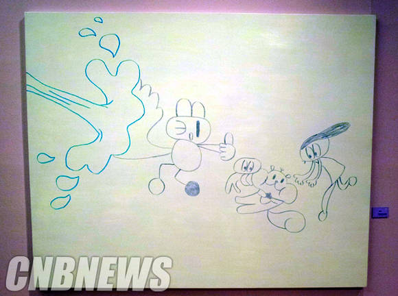 '물대포'는 경찰의 물대포에 맞고 쓰러지는 사람들의 모습을 보고 그렸다.(사진=김금영 기자)