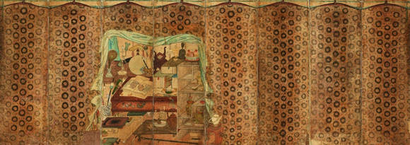 '호피 장막도'. 종이에 채색, 8폭 병풍, 128(h) x 355cm. ⓒ리움