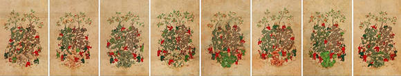 '동자 문자도'. 종이에 채색, 8폭 병풍, 53.6(h) x 270(33.8 x 8점)cm. ⓒ리움